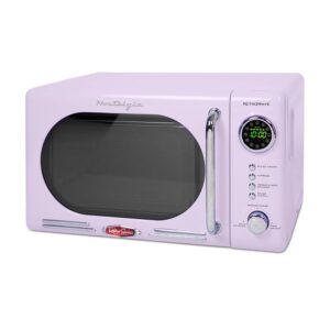 Nostalgia Retro Compact Countertop Microwave Oven 700-Watts with LED Digital Display-Child Lock-Easy Clean Interior-Lavender, 0.7 Cu. Ft