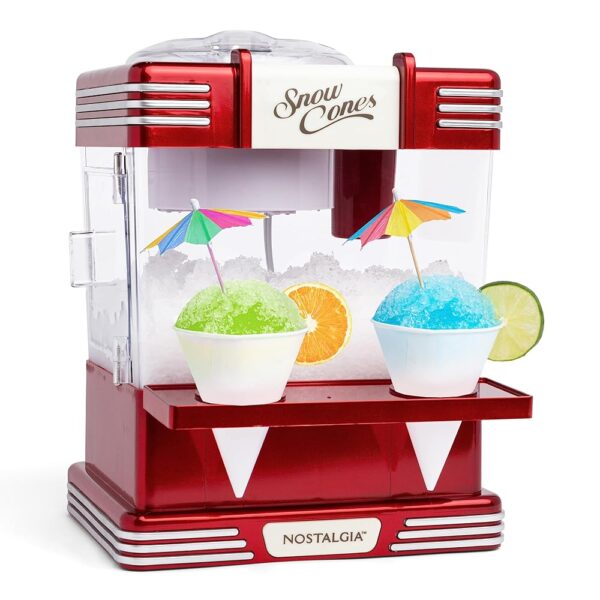 Nostalgia Snow Cone Shaved Ice Machine - Retro Table-Top Slushie Machine Makes 20 Icy Treats - Includes 2 Reusable Plastic Cups & Ice Scoop - Retro Red Nostalgia Snow Cone Shaved Ice Machine - Retro Table-Top Slushie Machine Makes 20 Icy Treats - Includes 2 Reusable Plastic Cups & Ice Scoop - Retro Red