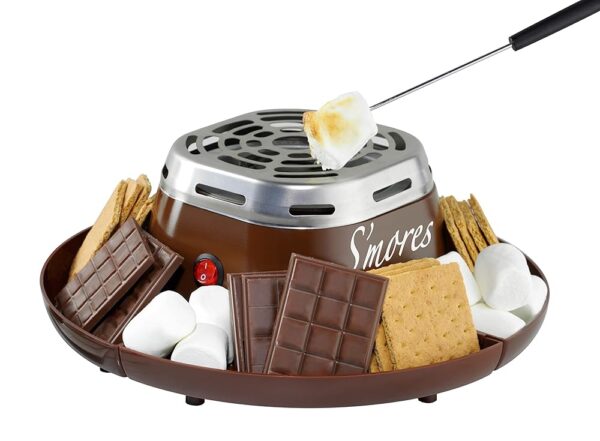 Nostalgia Tabletop Indoor Electric S'mores Maker - Smores Kit With Marshmallow Roasting Sticks and 4 Trays for Graham Crackers, Chocolate, and Marshmallows - Movie Night... Nostalgia Tabletop Indoor Electric S'mores Maker - Smores Kit With Marshmallow Roasting Sticks and 4 Trays for Graham Crackers, Chocolate, and Marshmallows - Movie Night...