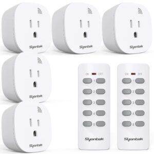 Remote Control Outlet Wireless Light Switch for Household Appliances, Expandable Remote Light Switch Kit, Up to 100 ft Range, FCC Certified, ETL Listed, White (5 Outlets + 2...