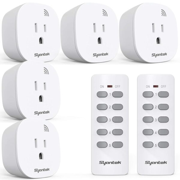 Remote Control Outlet Wireless Light Switch for Household Appliances, Expandable Remote Light Switch Kit, Up to 100 ft Range, FCC Certified, ETL Listed, White (5 Outlets + 2... Remote Control Outlet Wireless Light Switch for Household Appliances, Expandable Remote Light Switch Kit, Up to 100 ft Range, FCC Certified, ETL Listed, White (5 Outlets + 2...