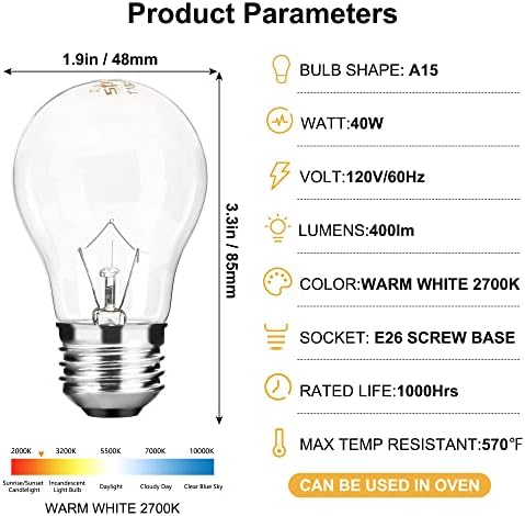 Spolico A15 40W Appliance Light Bulb Review High Temperature Oven Replacement