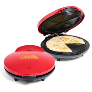 Taco Tuesday Deluxe 10-inch 6-Wedge Electric Quesadilla Maker with Extra Stuffing Latch, Red Taco Tuesday Deluxe 10-inch 6-Wedge Electric Quesadilla Maker with Extra Stuffing Latch, Red