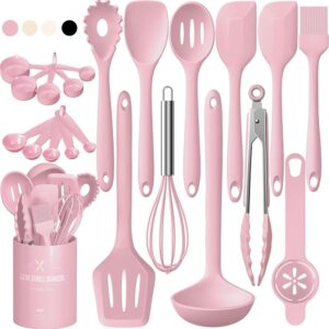 Umite Chef 22Pcs Silicone Cooking Utensils Set, Heat Resistant Silicone Kitchen Spatulas Set with Holder, Cooking Gadgets Tools Set for Nonstick Cookware, Dishwasher Safe(Pink) Umite Chef 22Pcs Silicone Cooking Utensils Set, Heat Resistant Silicone Kitchen Spatulas Set with Holder, Cooking Gadgets Tools Set for Nonstick Cookware, Dishwasher Safe(Pink)