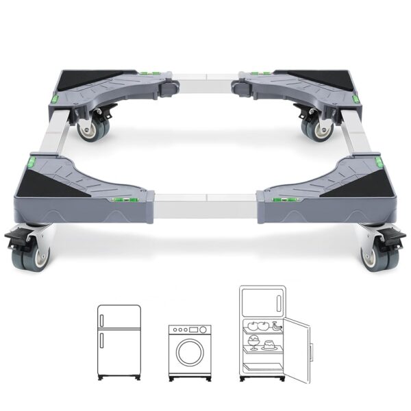 W B D WEIBIDA Appliance Dolly Cart with 4 Locking Twin Wheels Mini Fridge Stand Adjustable Furniture Mover Mobile Roller Base for Washing Machine, Dryer, Refrigerator, Laundry...