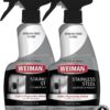 Weiman Stainless Steel Cleaner and Polish - Removes Fingerprints, Residue, Water Marks, Grease from Appliances, 2 Pack with Micro Towel