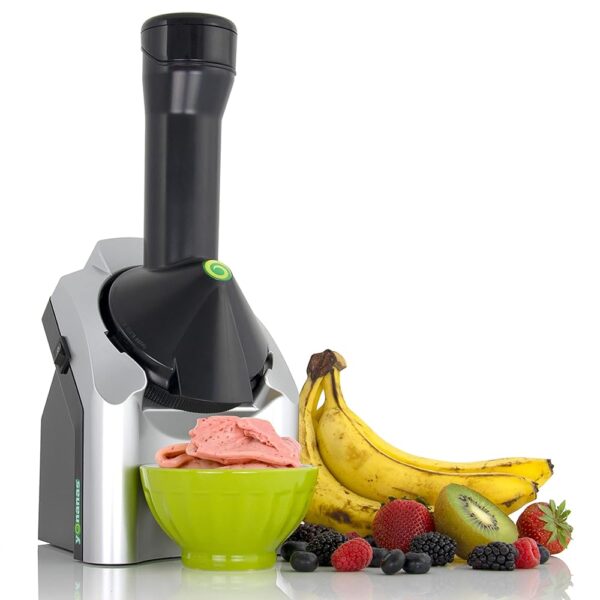 Yonanas Fruit Soft Serve Maker for Vegan, Dairy-Free Ice Cream Treats, Includes 36 Recipes, 200-Watts, Silver